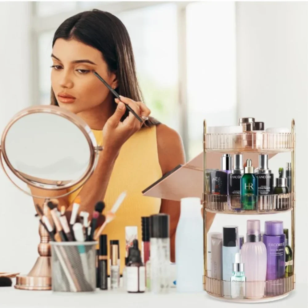 3 Tiers - 360° Turntable Makeup Organizer - Lazy Susan Cosmetics Storage